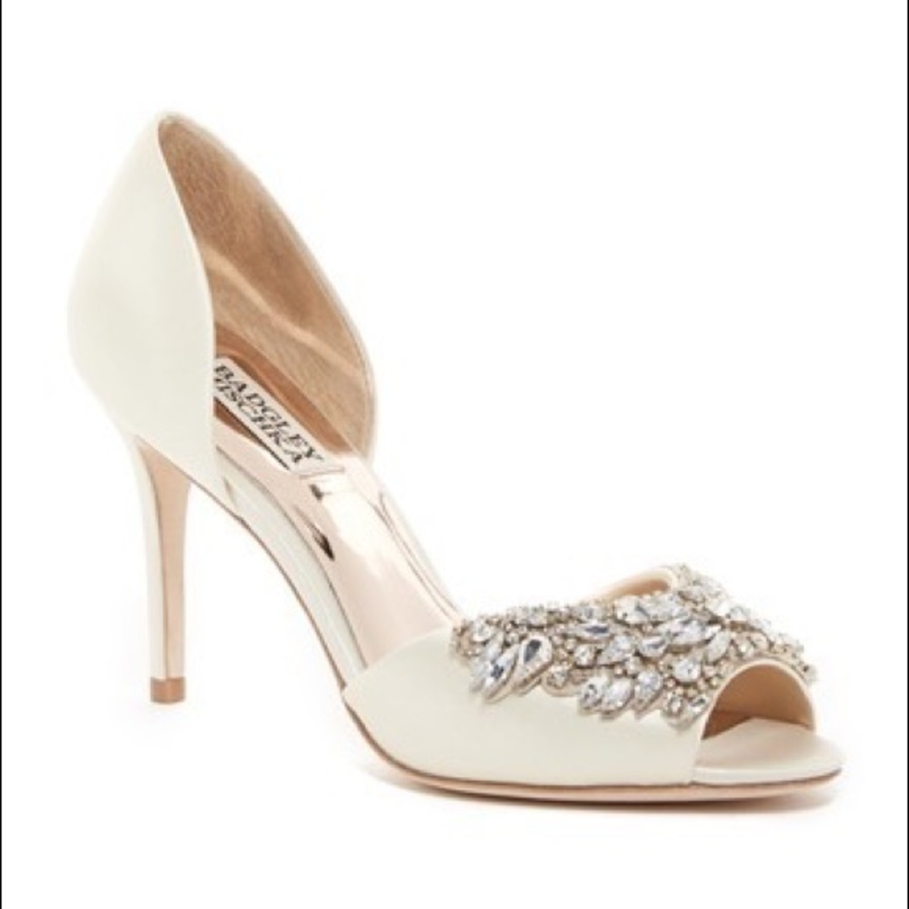 Badgley Mischka Ivory Candace Peep Toe Pump 8 - Picture 6 of 6